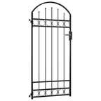 Puerta de valla ASSEN con arco superior de acero, 89x200 cm, negro