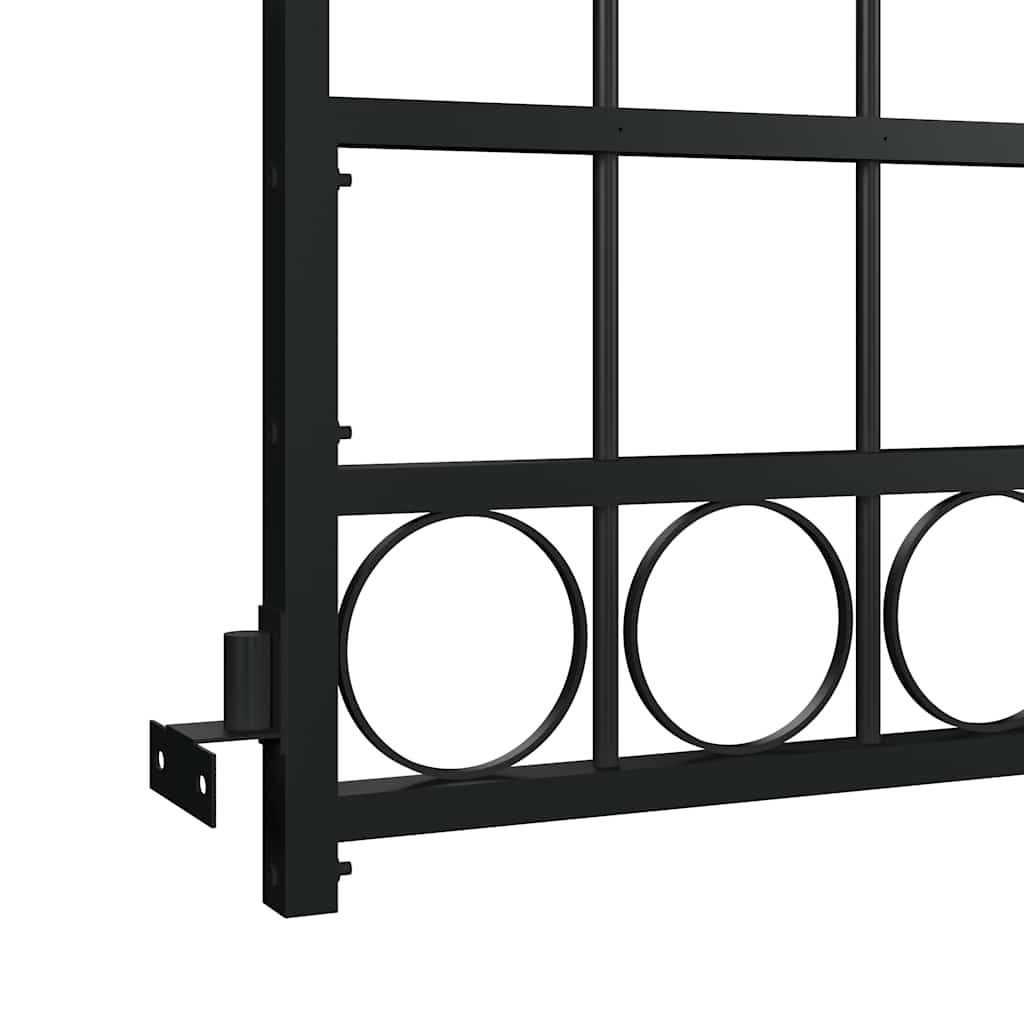 Puerta de valla ASSEN con arco superior de acero, 89x200 cm, negro