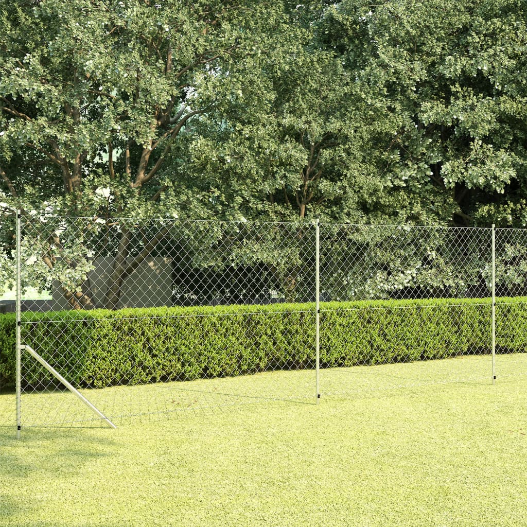 Valla de tela metálica acero galvanizado plateado 25x1 m