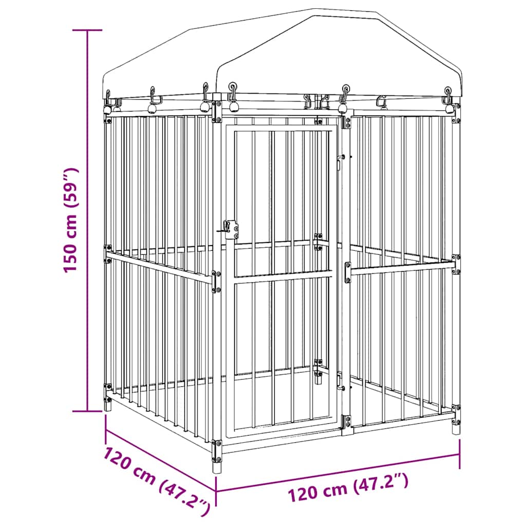 Perrera de exterior con techo 120x120x150 cm
