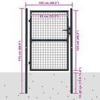 Garden gate, galvanized steel mesh, 100 x 125 cm, gray