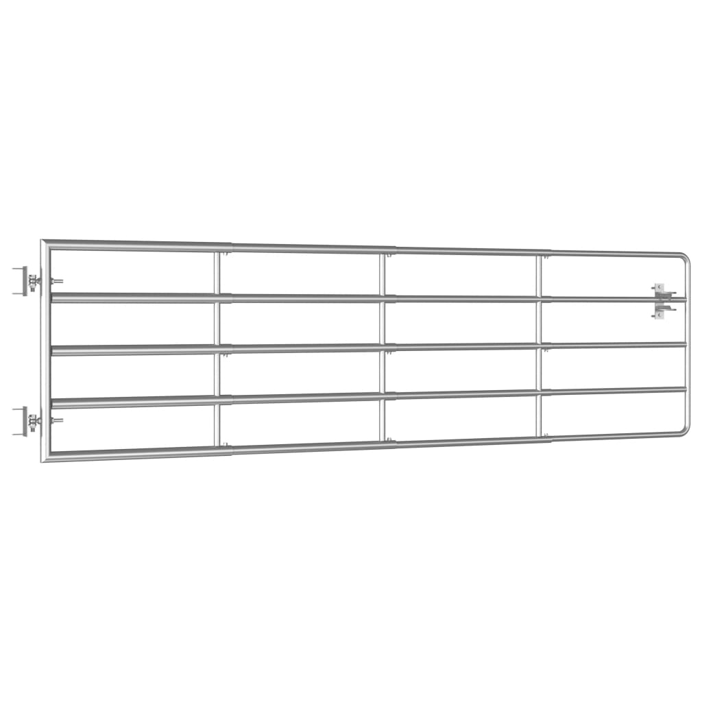 Cancela de 5 barras para campo acero plateado (115-300)x90 cm