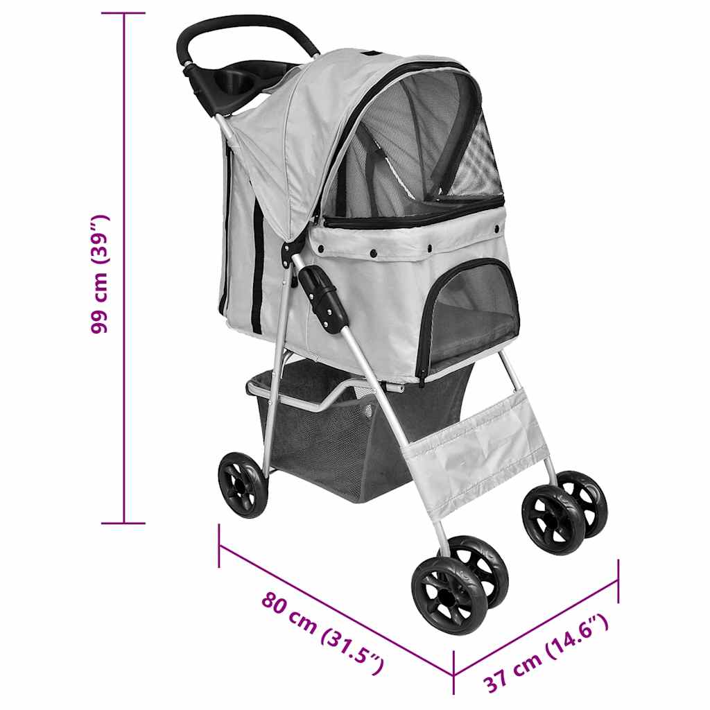 Cochecito plegable para mascotas perro/gato gris