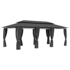 Cenador con cortinas 600x298x270 cm blanco 180g/m²