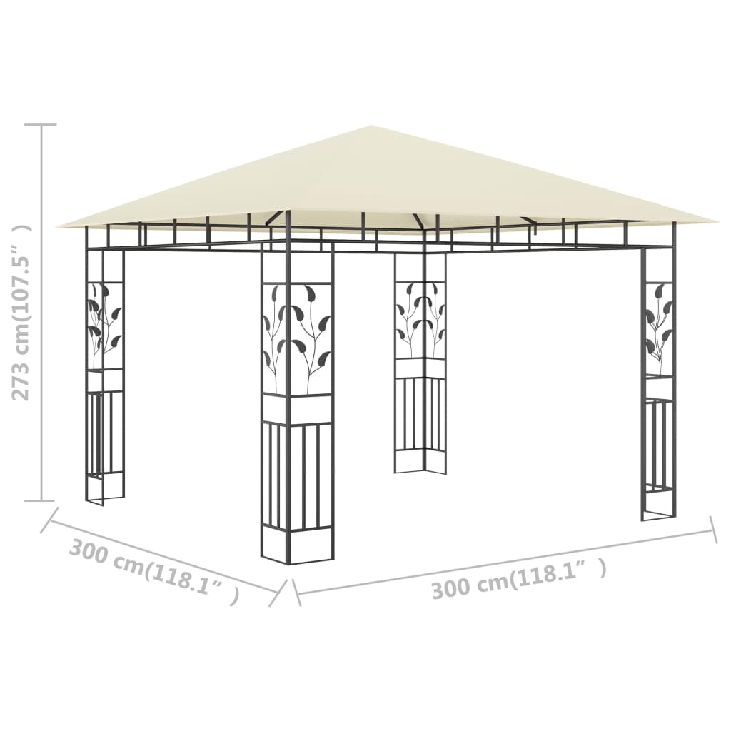 Cenador con mosquitera color crema 3x3x2,73 m 180 g/m²
