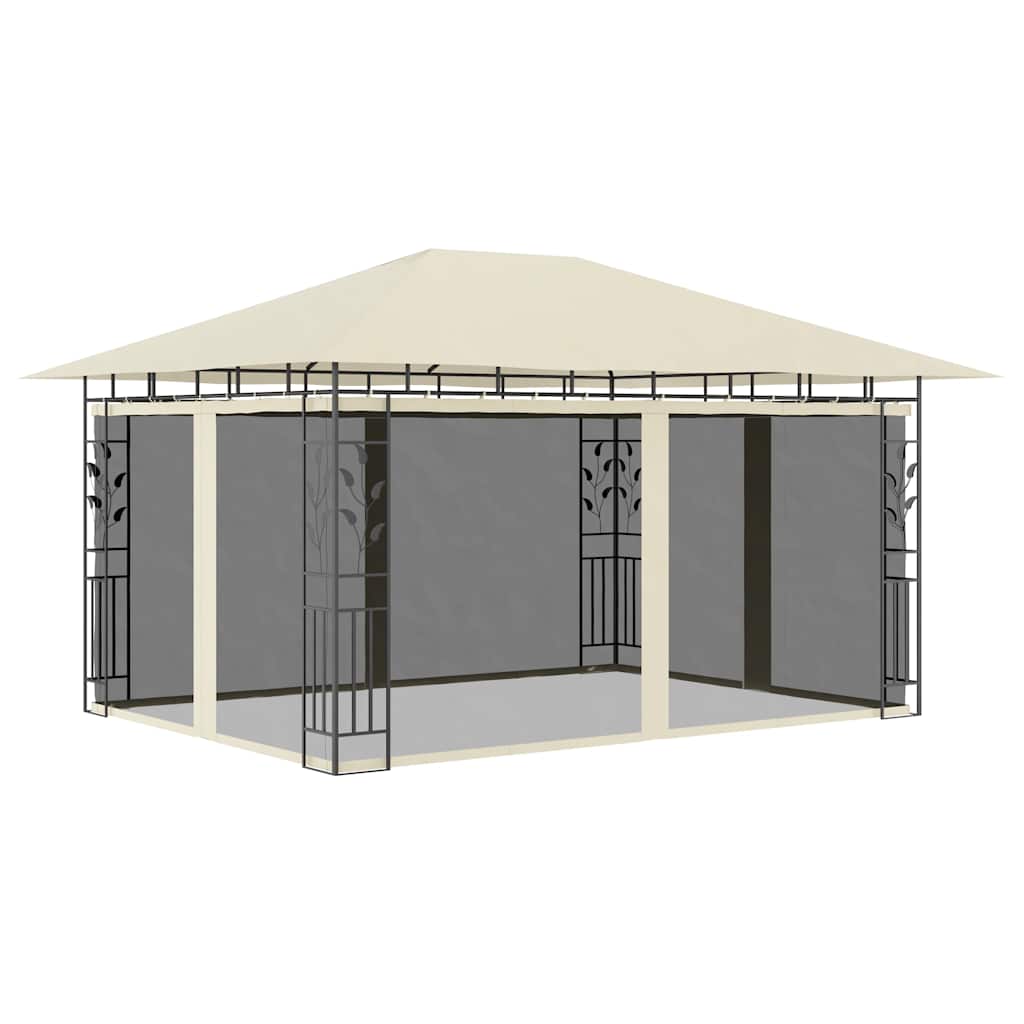 Cenador con mosquitera color crema 3x3x2,73 m 180 g/m²