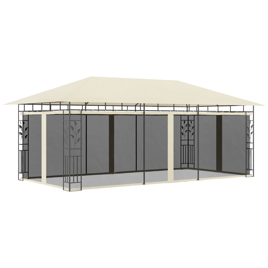 Cenador con mosquitera color crema 3x3x2,73 m 180 g/m²