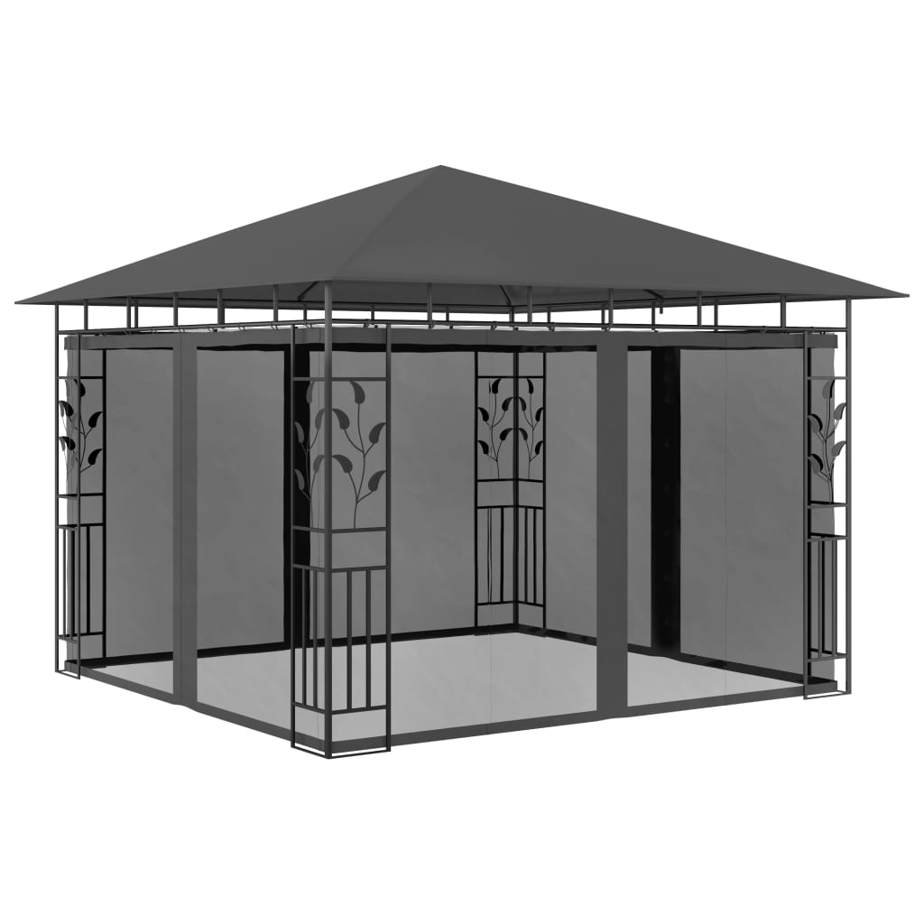 Cenador con mosquitera color crema 3x3x2,73 m 180 g/m²