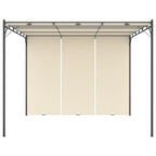Cenador de jardín con cortina lateral color crema 3x3x2,25 m