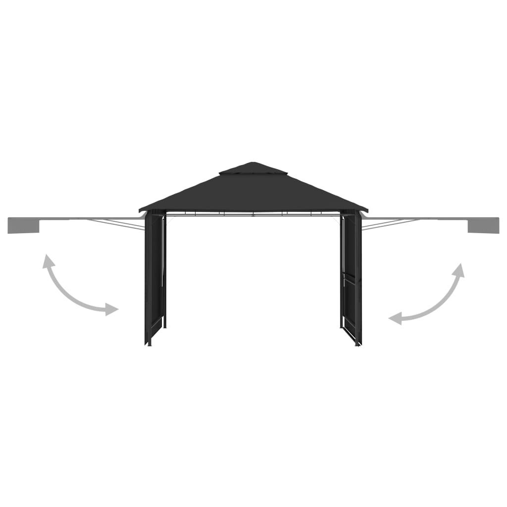 Cenador con tejado doble extensible antracita 3x3x2,75m 180g/m²