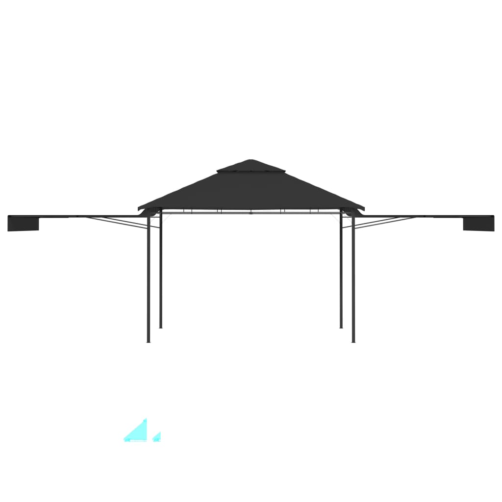 Cenador con tejado doble extensible antracita 3x3x2,75m 180g/m²