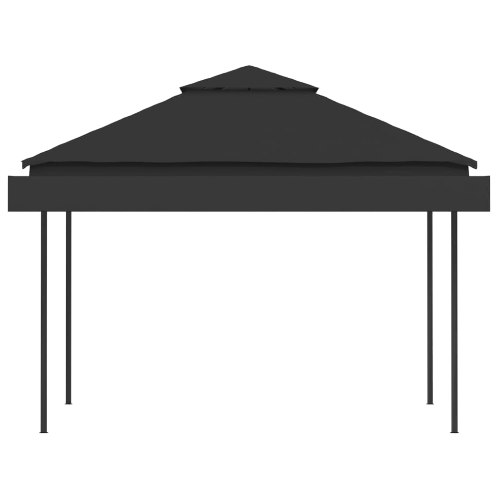 Cenador con tejado doble extensible antracita 3x3x2,75m 180g/m²