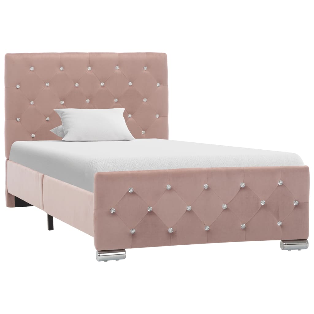 Brown Faux Suede Bed Frame without Mattress 90x200cm