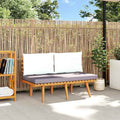 Banco de jardín con cojines madera maciza de acacia 115 cm