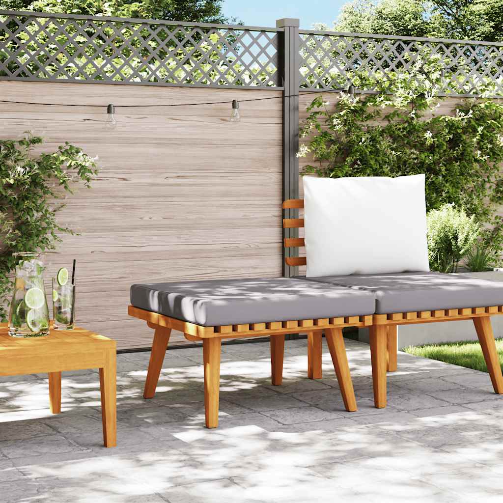 Reposapiés de jardín y cojín madera maciza acacia 60x60x29 cm