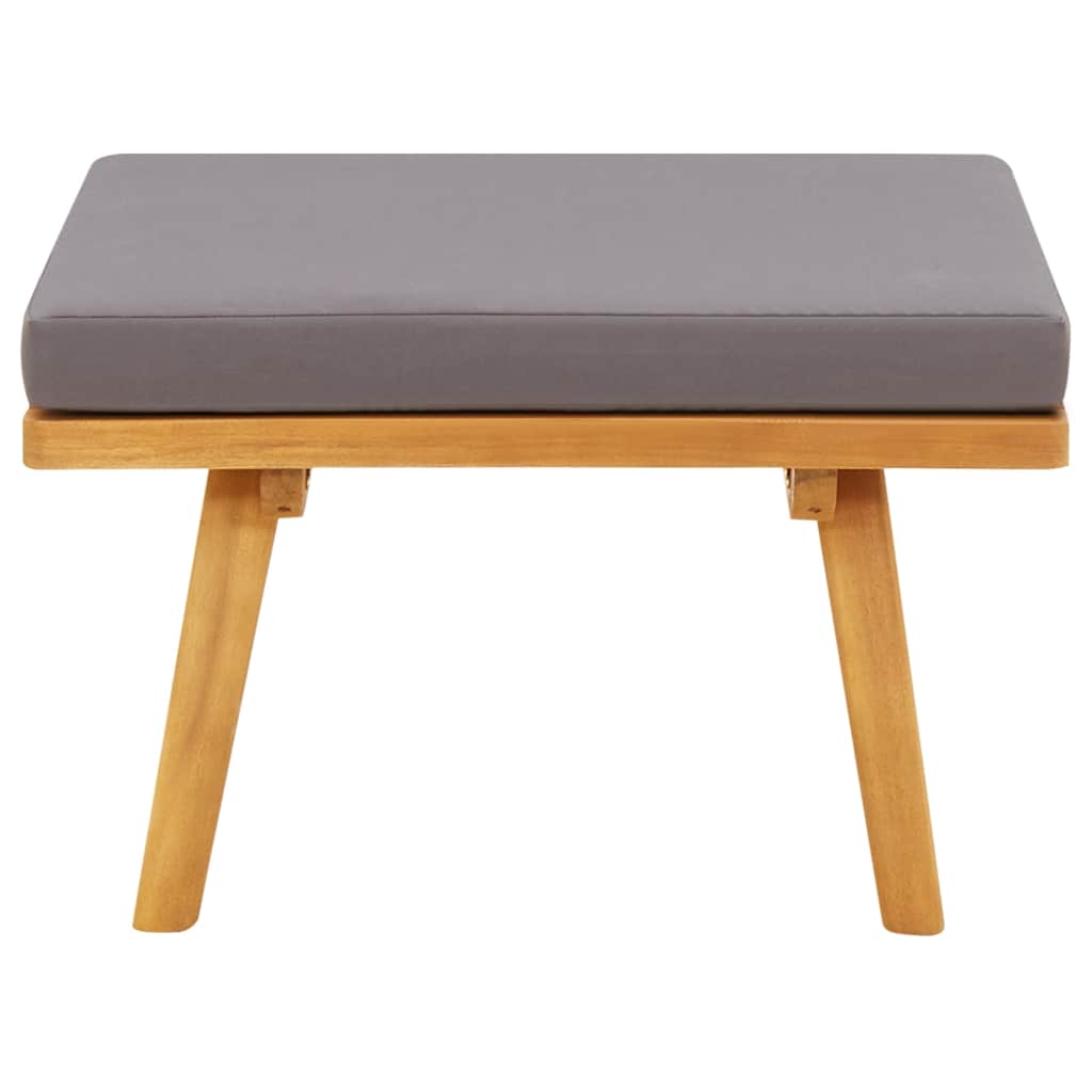 Reposapiés de jardín y cojín madera maciza acacia 60x60x29 cm