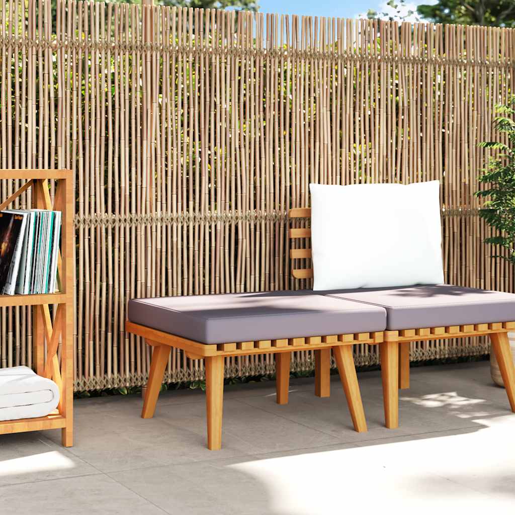 Reposapiés de jardín y cojín madera maciza acacia 60x60x29 cm