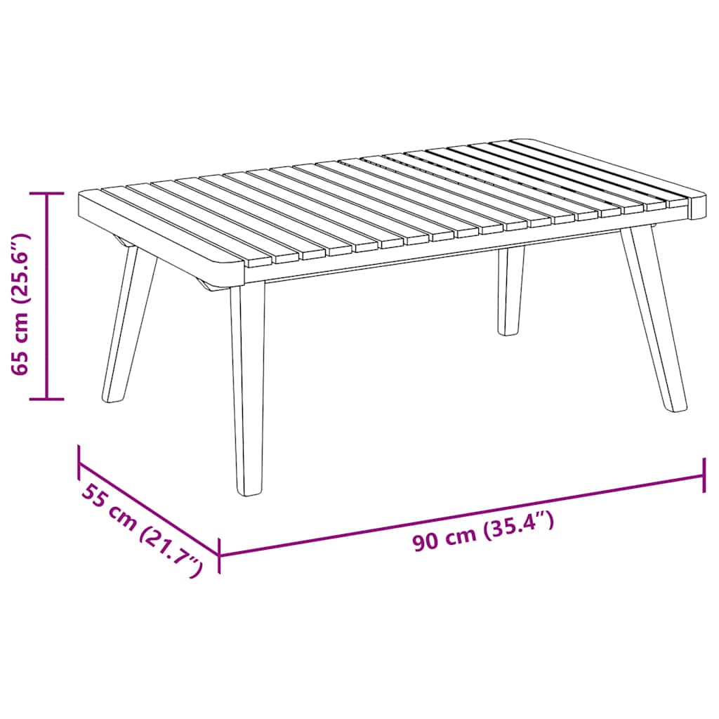 Mesa de centro de jardín madera maciza de acacia 90x55x35 cm