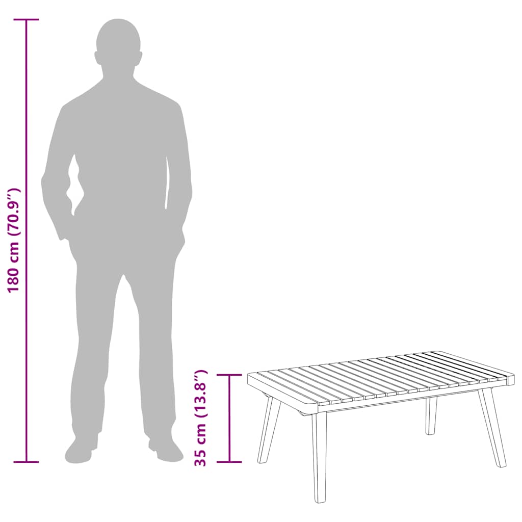 Mesa de centro de jardín madera maciza de acacia 90x55x35 cm