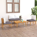 Set de muebles de jardín 4 piezas con cojines madera de acacia