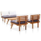 Set de muebles de jardín 4 piezas con cojines madera de acacia