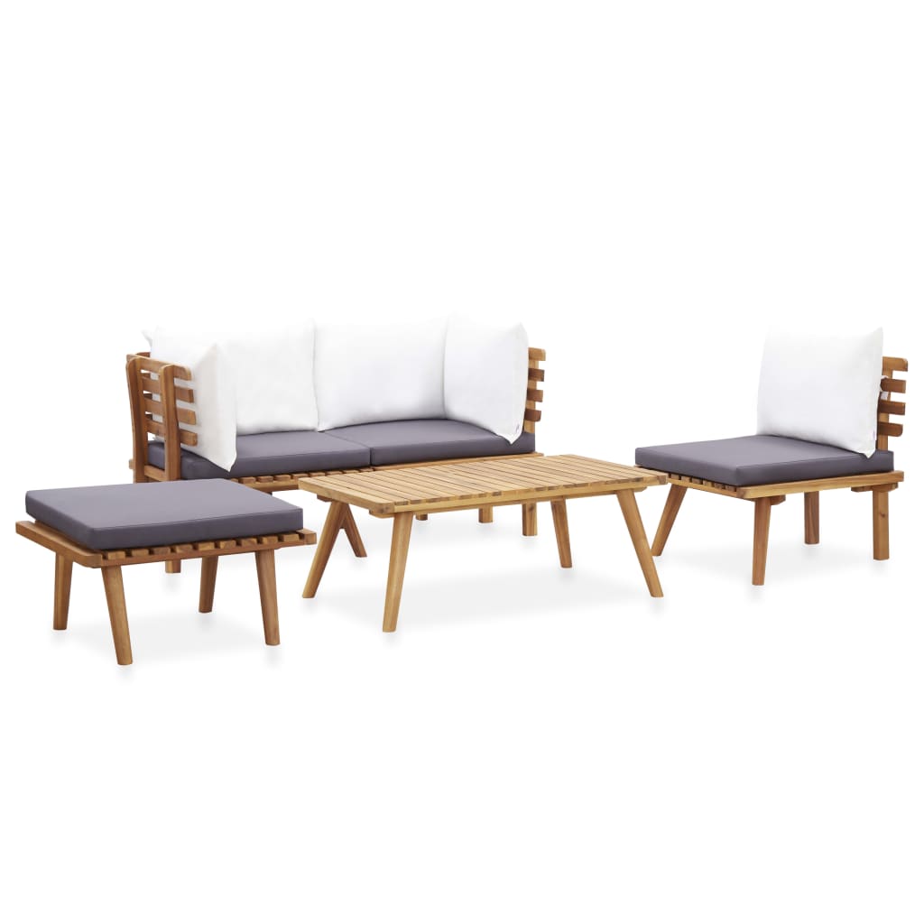 Juego de muebles de jardín 5 pzas madera maciza de acacia