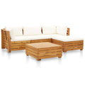 Muebles de jardín 5 pzas y cojines madera acacia blanco crema