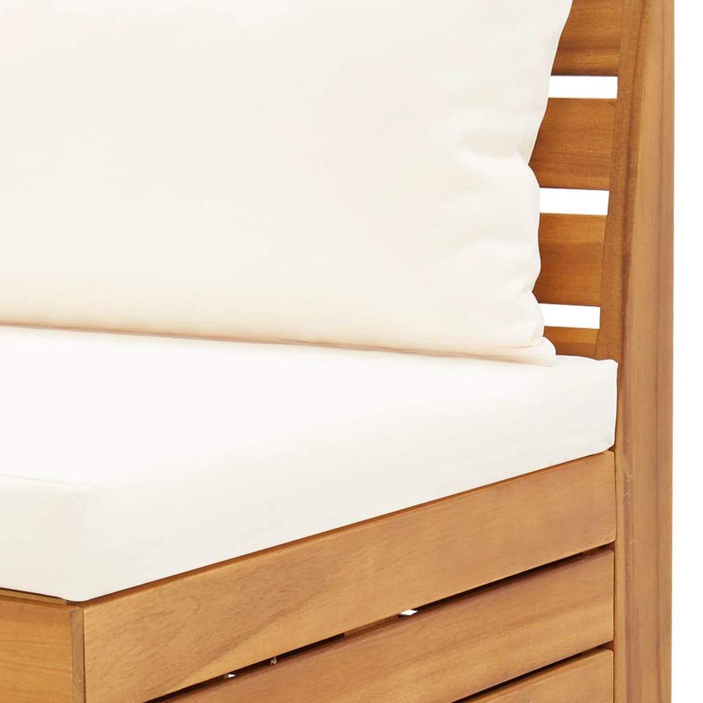 Muebles de jardín 5 pzas y cojines madera acacia blanco crema