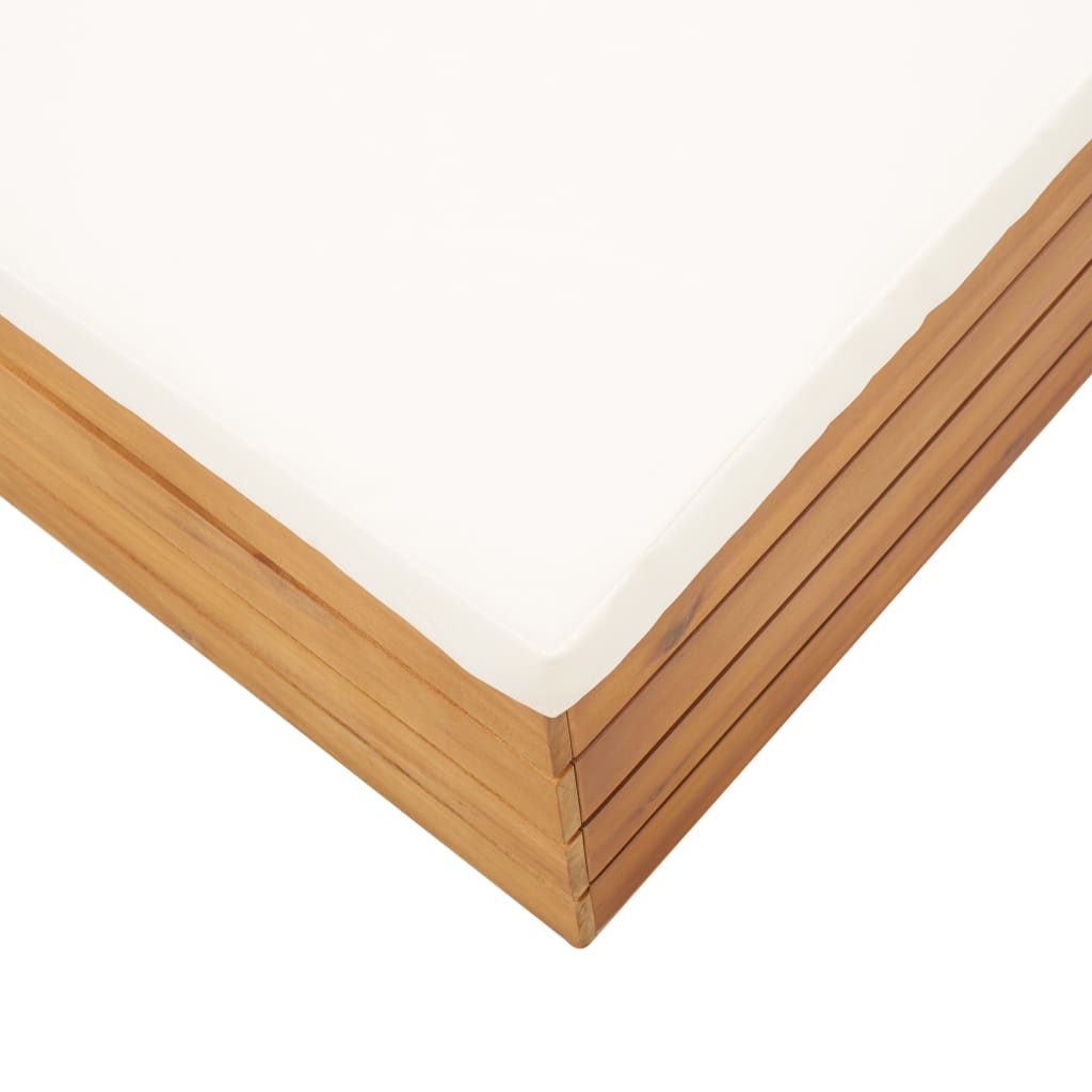Muebles de jardín 5 pzas y cojines madera acacia blanco crema