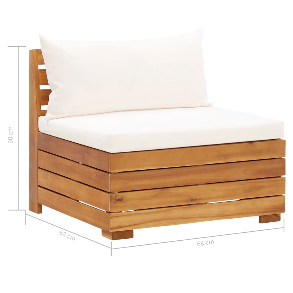 Muebles de jardín 5 pzas y cojines madera acacia blanco crema