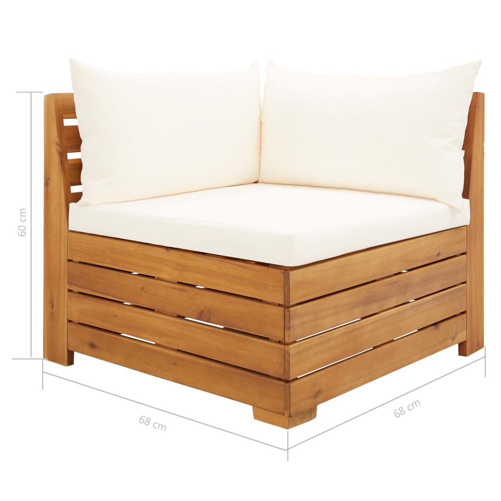 Muebles de jardín 5 pzas y cojines madera acacia blanco crema