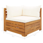 Muebles de jardín 5 pzas y cojines madera acacia blanco crema