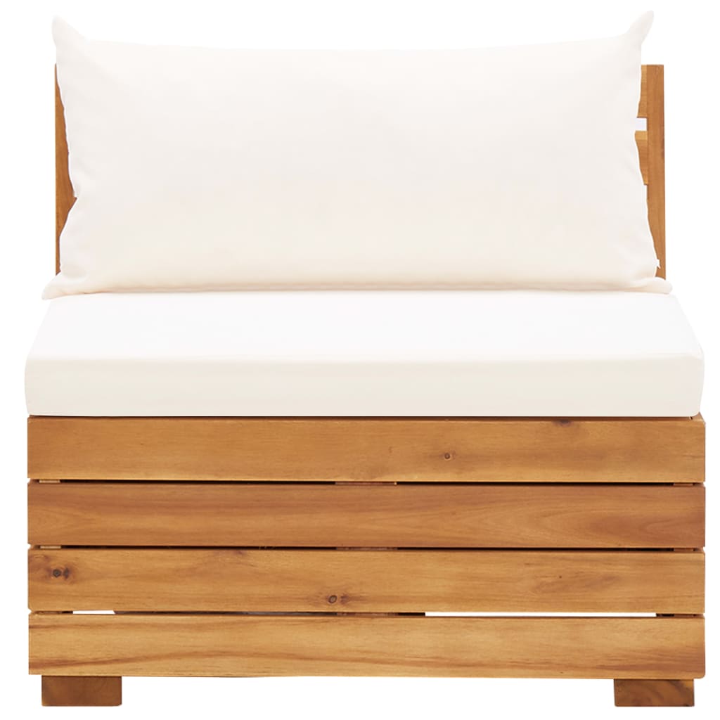 Muebles de jardín 5 pzas y cojines madera acacia blanco crema
