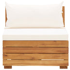 Muebles de jardín 5 pzas y cojines madera acacia blanco crema