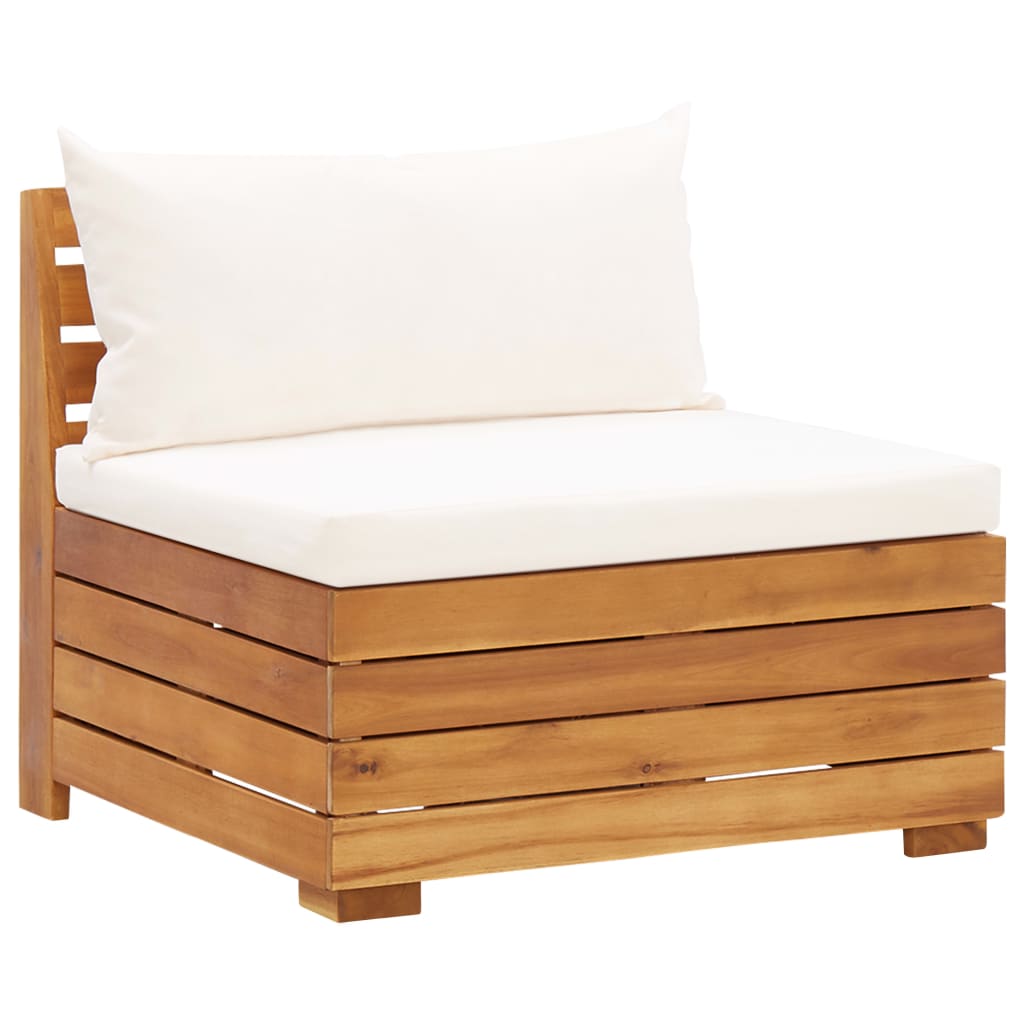 Muebles de jardín 5 pzas y cojines madera acacia blanco crema