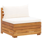 Muebles de jardín 5 pzas y cojines madera acacia blanco crema