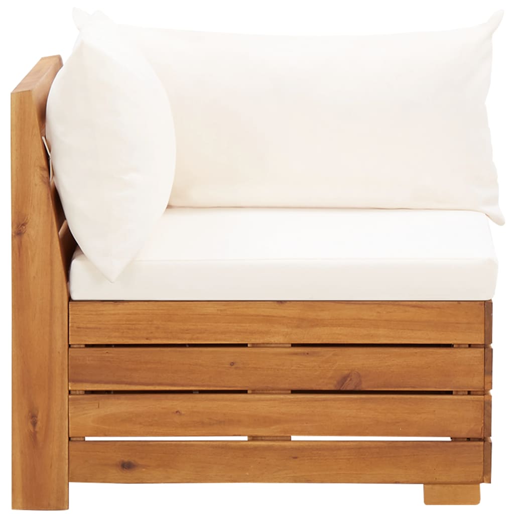 Muebles de jardín 5 pzas y cojines madera acacia blanco crema
