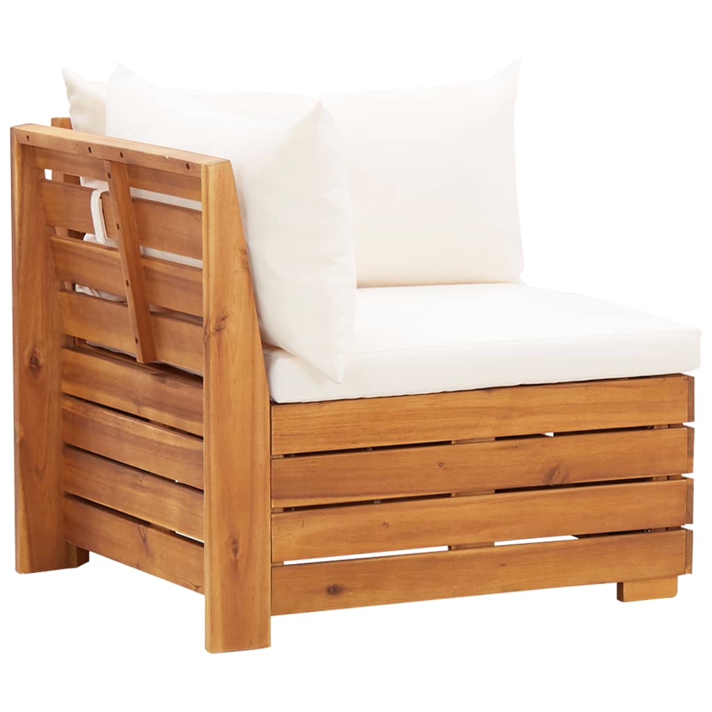 Muebles de jardín 5 pzas y cojines madera acacia blanco crema