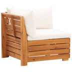 Muebles de jardín 5 pzas y cojines madera acacia blanco crema