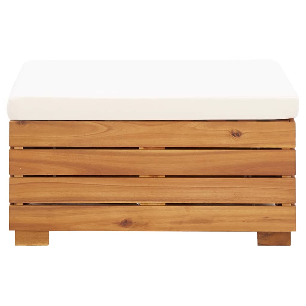 Muebles de jardín 5 pzas y cojines madera acacia blanco crema
