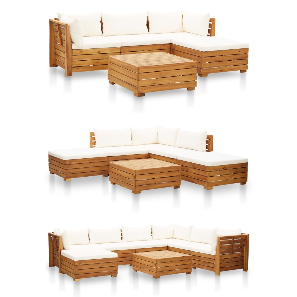 Reposapiés seccional con cojín 1 ud madera maciza de acacia