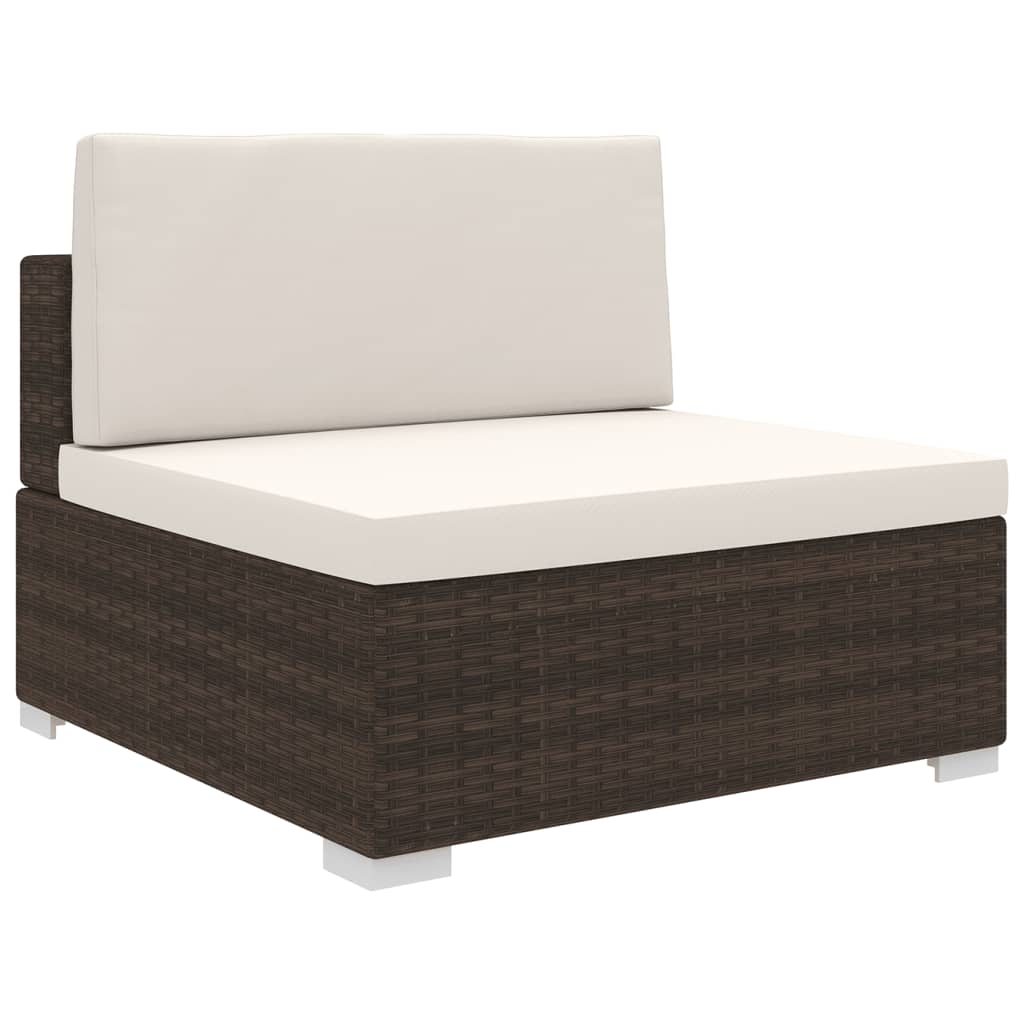 Modular center sofa with gray synthetic rattan cushions