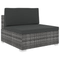 Sofá modular central con cojines ratán sintético gris