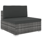 Sofá modular central con cojines ratán sintético gris