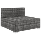 Sofá modular central con cojines ratán sintético gris