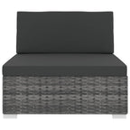 Sofá modular central con cojines ratán sintético gris