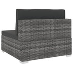 Sofá modular central con cojines ratán sintético gris