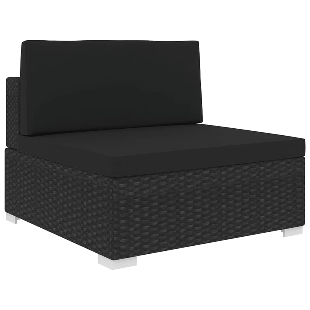 Modular center sofa with gray synthetic rattan cushions