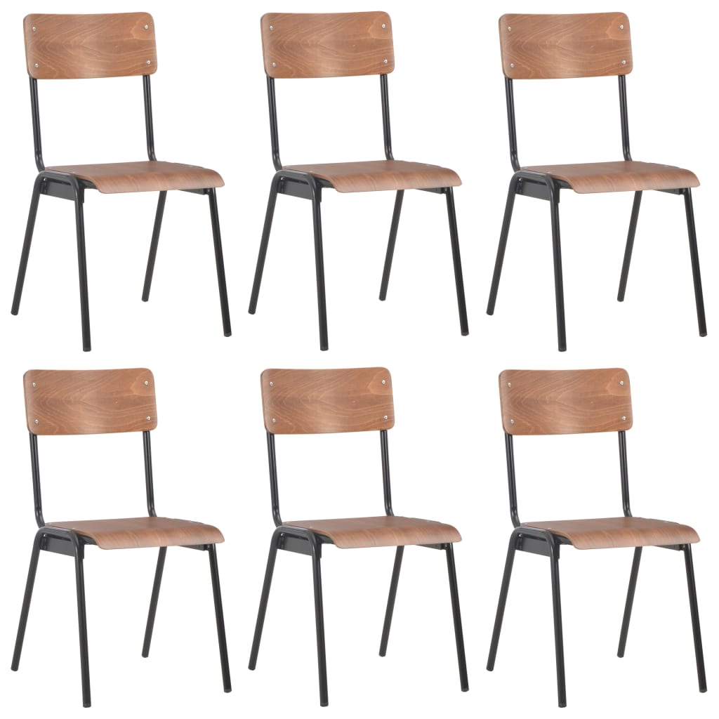 Sillas de comedor 6 unidades madera contrachapada marrón