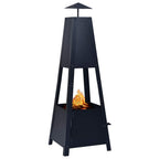 Brasero de acero negro 35x35x99 cm